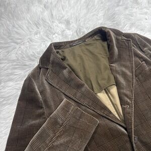 Vintage 1980's GIORGIO ARMANI Velvet Sport Coat Blazer Brown Checked 40 Rare!